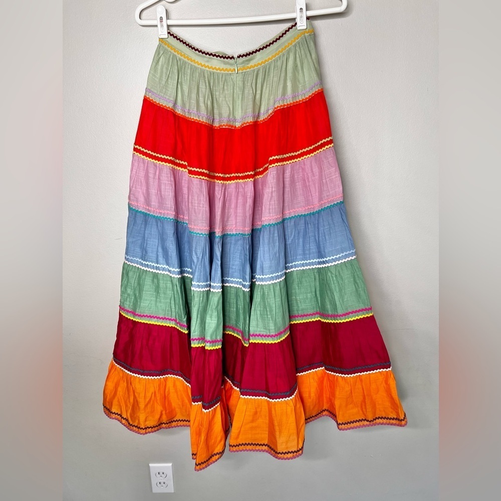 NWOT Zimmermann Riders Multi Tiered Midi Skirt Flare Size 0/XS - Picture 6 of 9